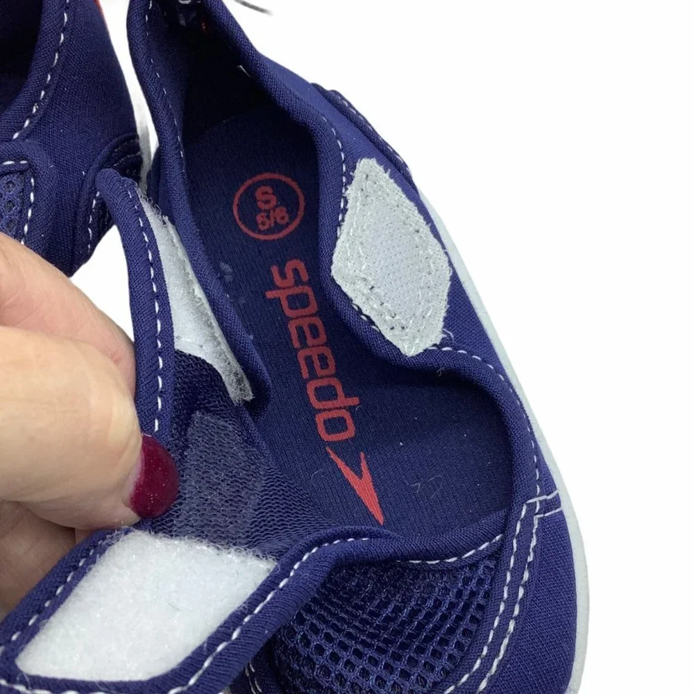 NEW Speedo Kid Toddler Blue Red Adjustable Water Shoes Size Small 5-6 NWT‎